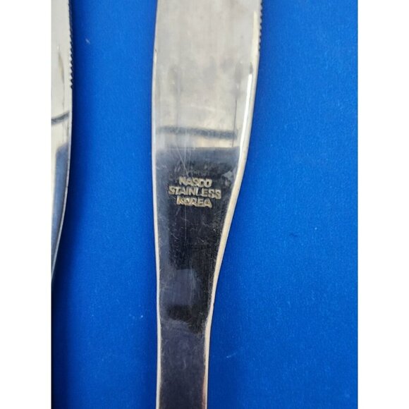 6 Vintage Nasco INTERMEZZO Stainless Flatware 4 Dinner Knives Knife MCM Korea - Picture 2 of 3